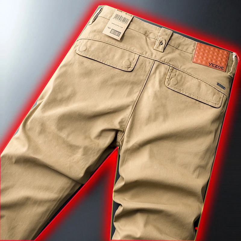 Yezoe/英佐美式百搭男士休闲裤男款弹力潮修身工装卡其长裤子秋冬