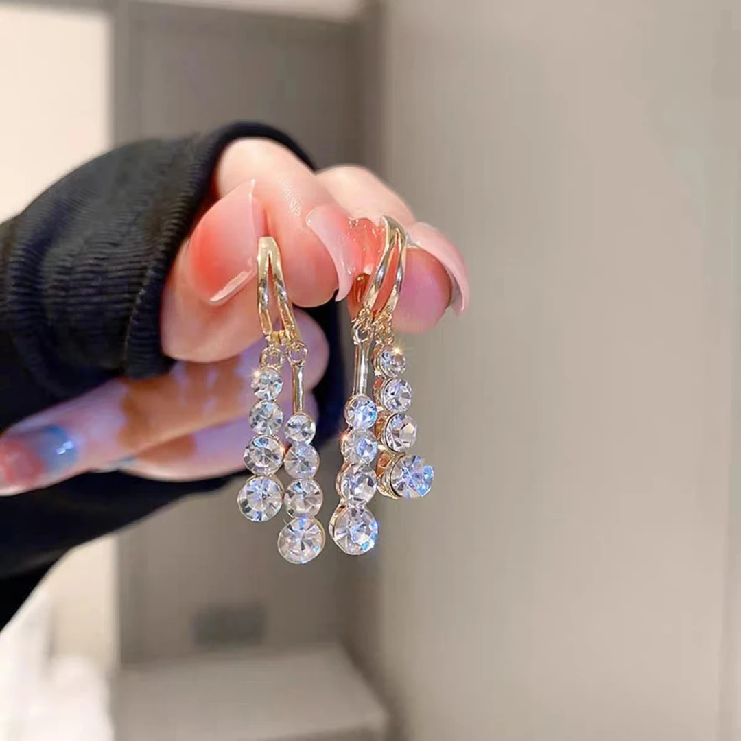 铜合金合成锆石耳饰 【B81】复古气质高级感精致轻奢耳扣 LY0117