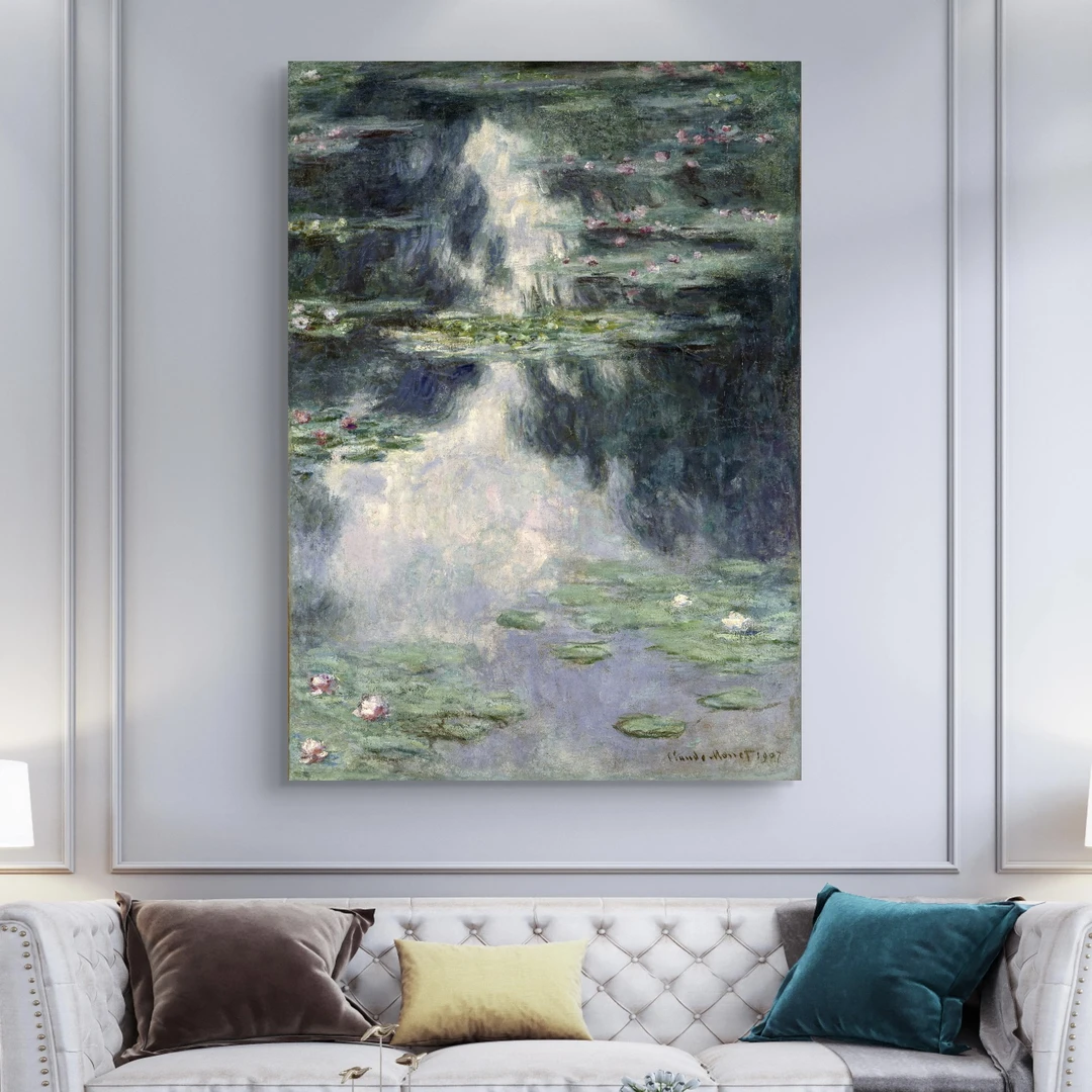 油画小哥莫奈睡莲肌理画抽象派手绘油画客厅玄关装饰挂画