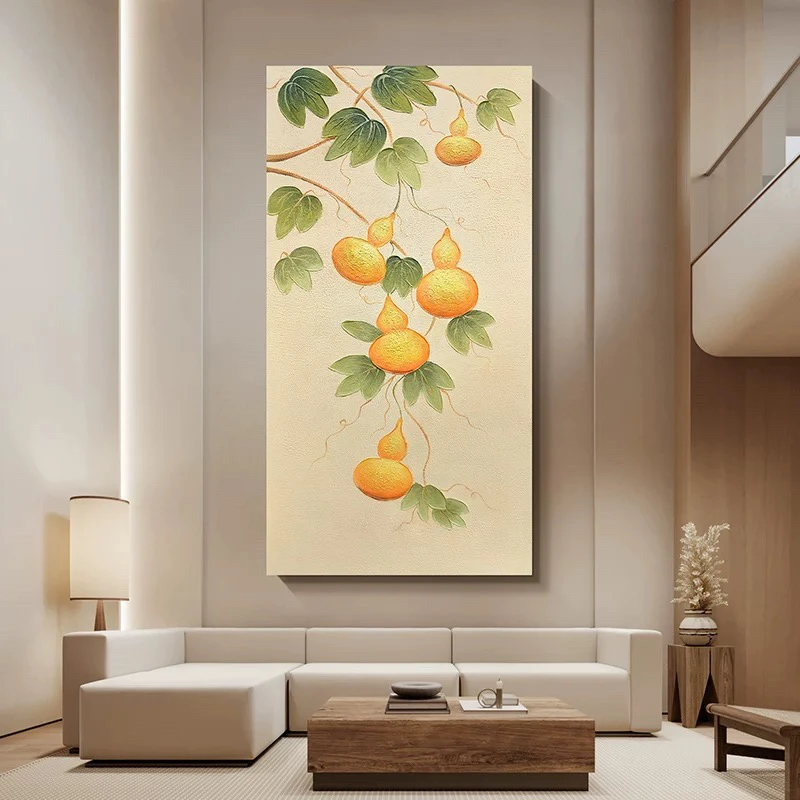 油画小哥《五福临门》轻奢简约玄关装饰画卧室过道纯手绘挂画