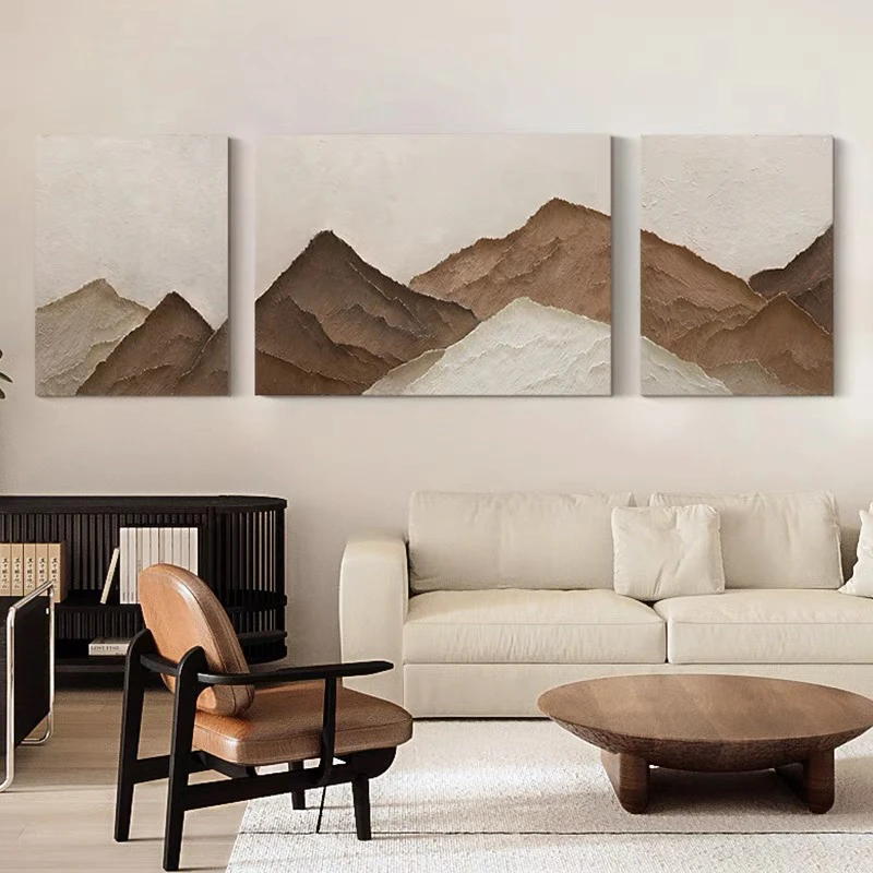 油画小哥纯手绘油画《空名》客厅装饰画沙发背景墙挂画侘寂风抽象画