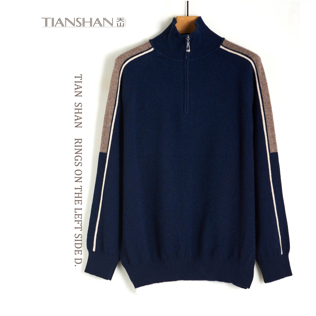 天山精选【100%山羊绒】2024款男士休闲套头春季纯羊绒衫-YKNM3756T