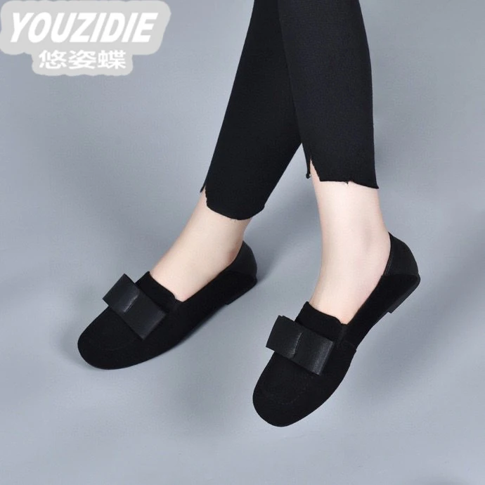 YOUZIDIE平底鞋女鞋2025百搭新款韩版圆头蝴蝶结舒适懒人鞋软底羊