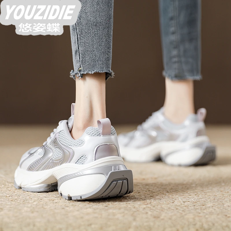 YOUZIDIE欧洲站爆款老爹鞋女2025时尚新款厚底增高夏季软底轻便