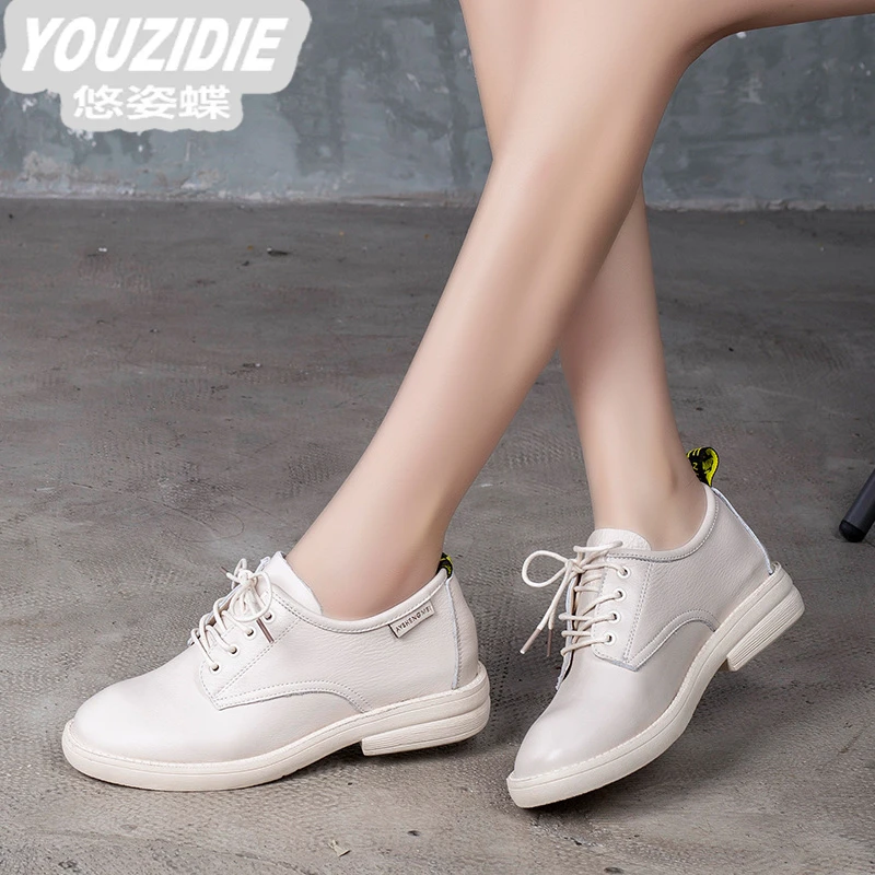 YOUZIDIE厚底单鞋女2025百搭新款女鞋软底休闲鞋文艺复古头层牛皮