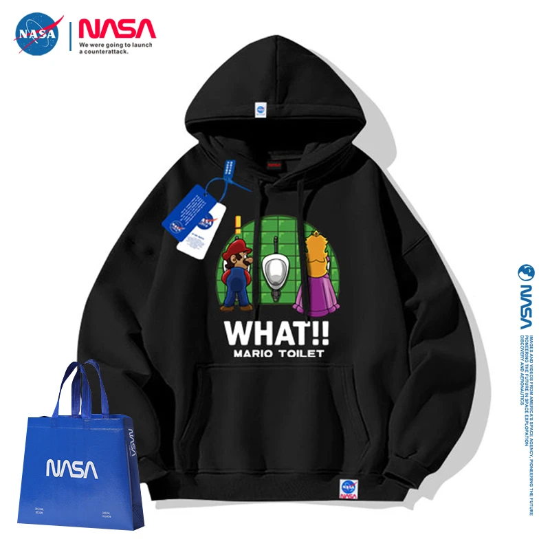 NASA旗舰店官网联名超级玛丽连帽卫衣可爱潮流情侣装秋冬青少年
