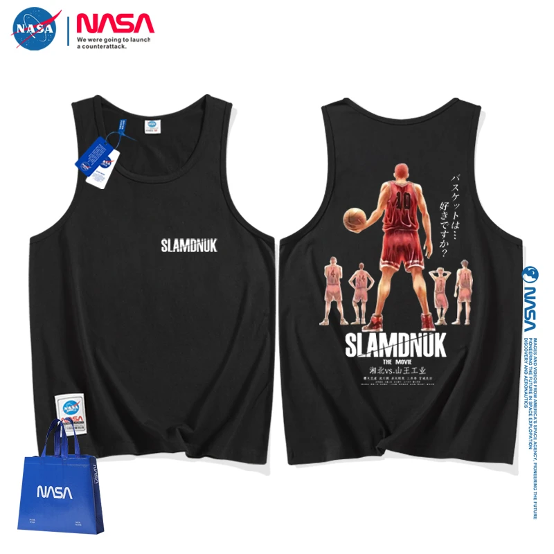 NASA联名灌篮高手背心男款春季纯棉无袖男士高端运动训练健身背心