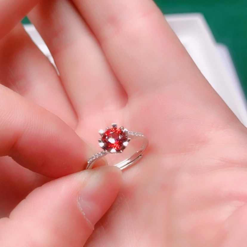 【闪购商品】石榴石戒指银S925镶嵌