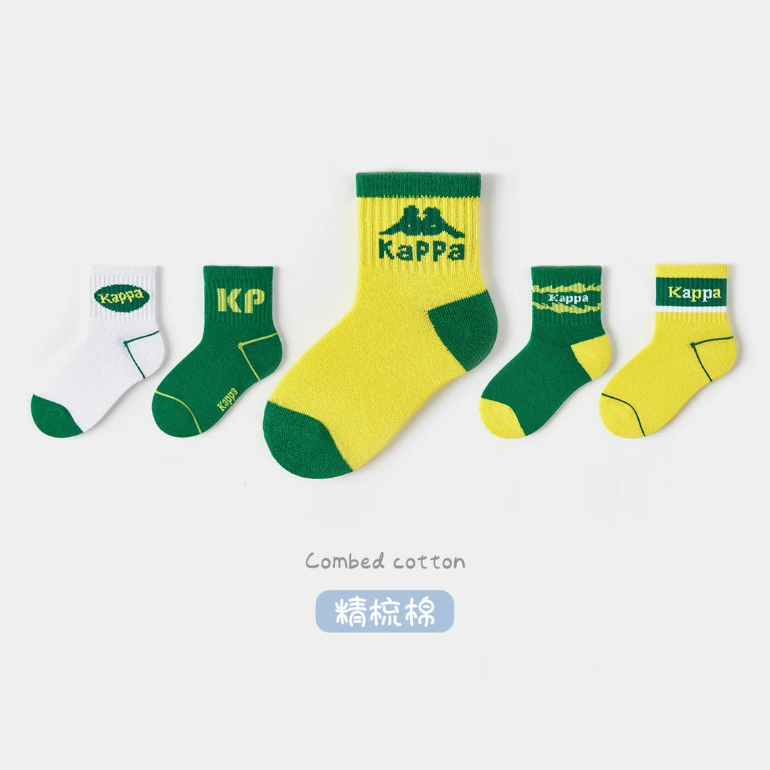 【Kappa Kids】童袜五双装袜舒适棉质运动袜高弹学生-KWQ22DWZ01