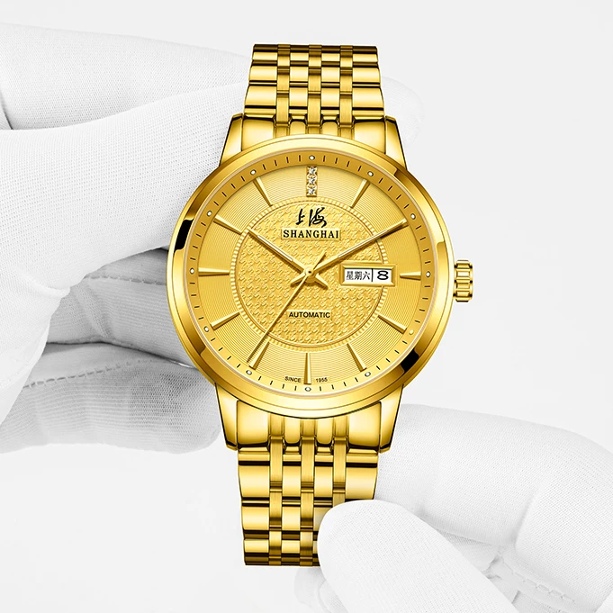 【蛇年金表】上海全自动机械表男款网红新款复兴手表奢侈品男士腕表