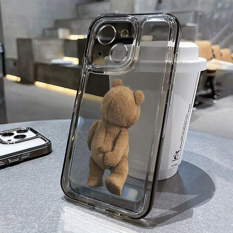 泰迪熊背影苹果15proamx适用太空壳iPhone12/13/14全包软壳手机壳