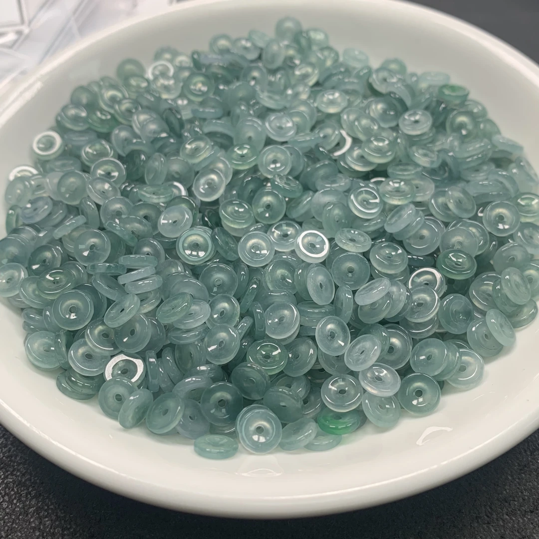 翡翠正品冰透蓝水小算盘珠手链项链隔片配饰饰品