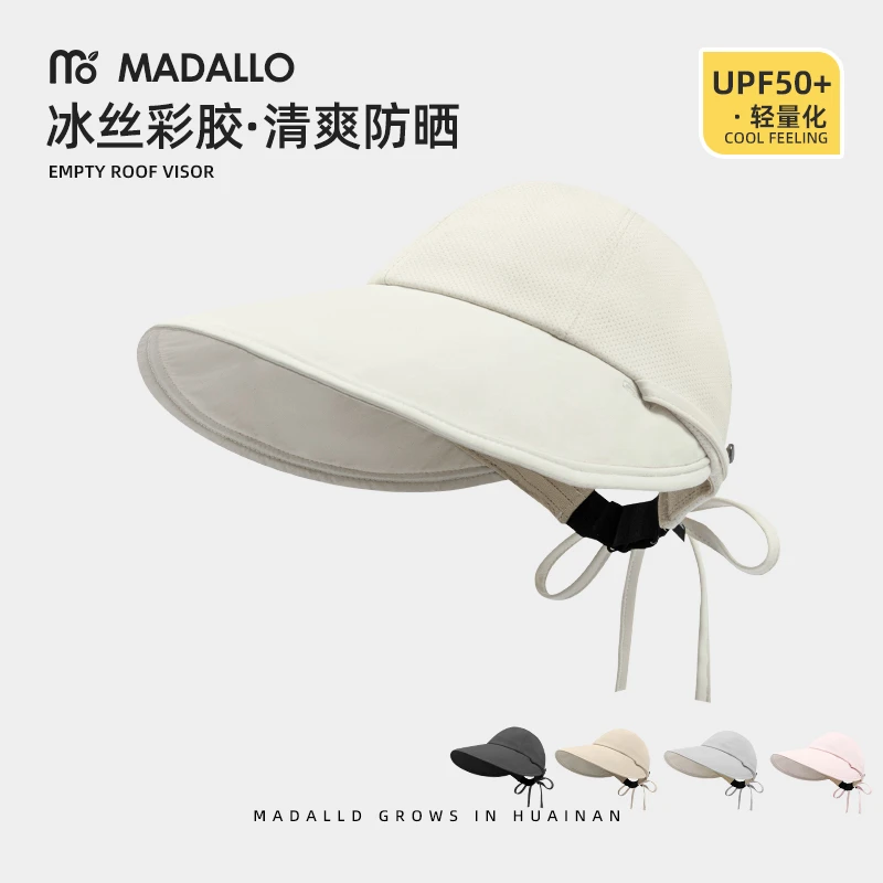 冰丝空顶防晒帽女清爽防紫外线遮阳渔夫夏季遮脸太阳帽户外大帽檐