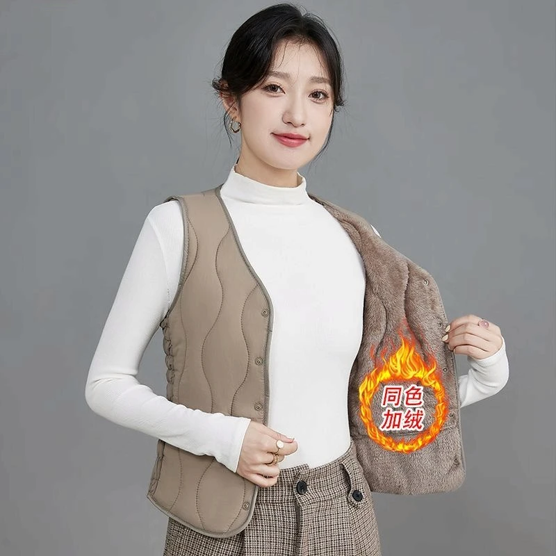 2025秋冬新款棉马甲女士加绒加厚大码坎肩中老年内穿贴身保暖背心