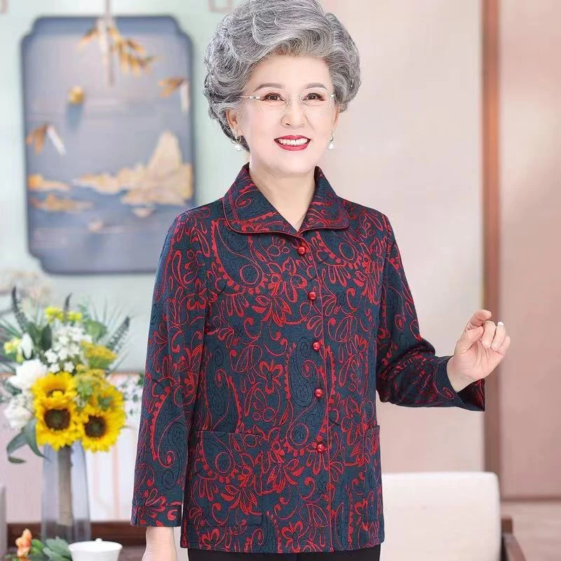 省钱风新款中老年春秋薄款外套长袖开衫宽松时尚大码奶奶装春外衣