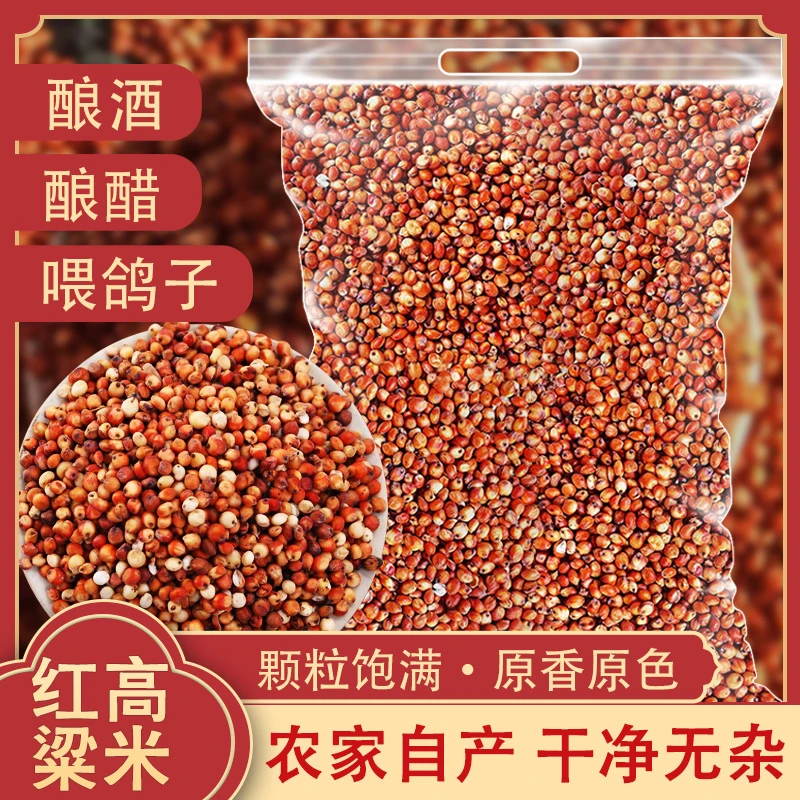 带皮红高粱米饱满未脱皮颗粒酿酒高粱喂鸽子饲料散装粮食500g营养