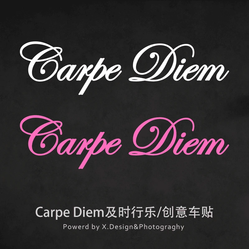Carpe Diem及时行乐电动车挡风板反光摩托车贴纸风挡装饰贴个性