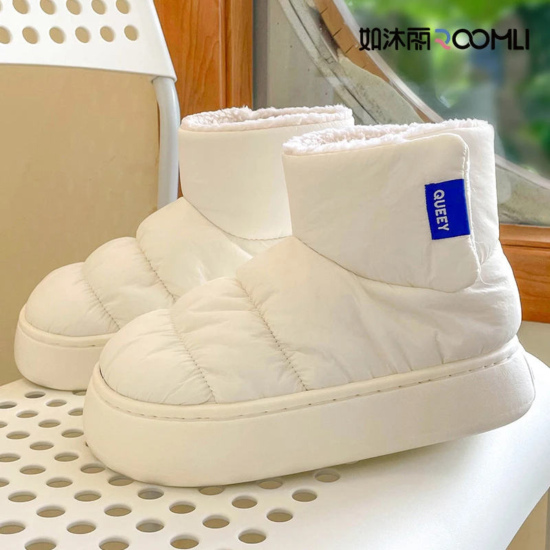 如沐丽潮款雪地靴加绒加厚保暖踩屎感秋冬外穿棉鞋男女
