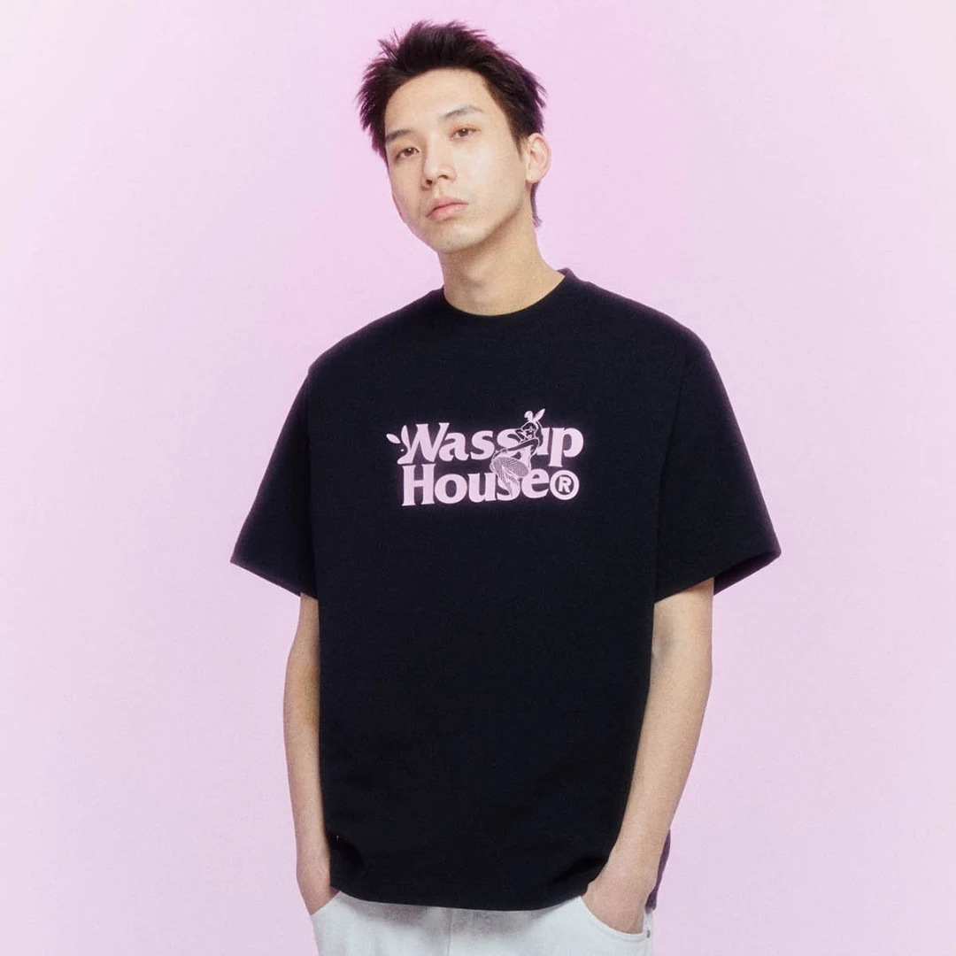 WassupHouse兔女郎短袖高考毕业季男士休闲百搭情侣黑色宽松印花