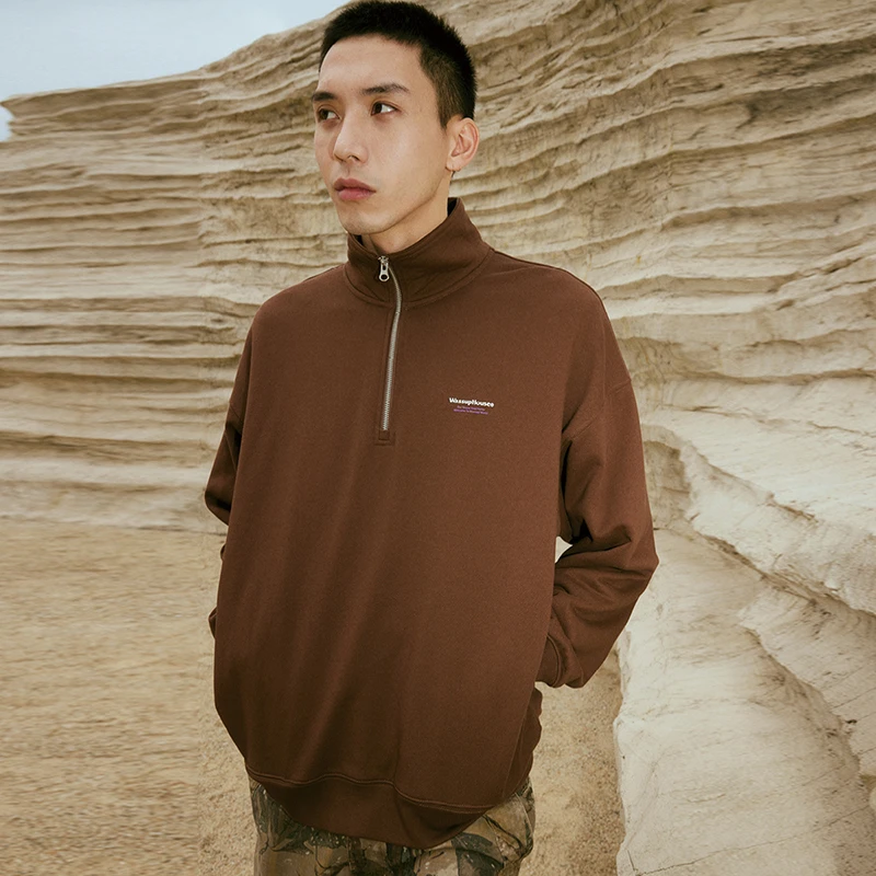 WassupHouse半拉链拉链套头卫衣半拉链长袖舒适户外休闲宽松加绒