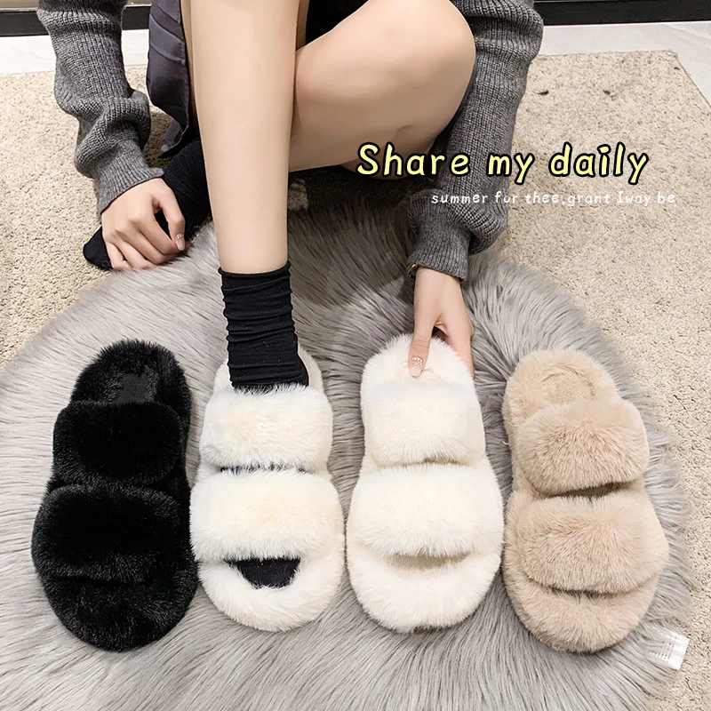 2023新款秋冬季户外室内两穿毛毛拖鞋潮品毛拖鞋