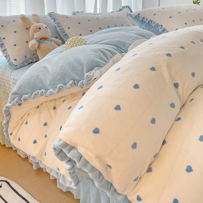 加厚牛奶绒床上四件套10斤床盖款冬季双面加绒床品床单被套三件套