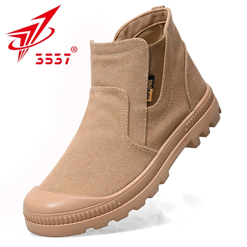 3537轻便一脚蹬男帆布鞋迷彩户外运动鞋防刺穿耐磨高帮徒步登山鞋