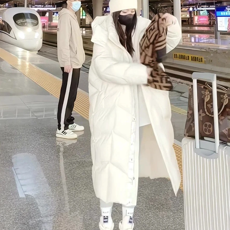 棉衣羽绒衣棉衣羽绒衣时尚流行长款加厚过膝连帽外套女士2024冬季
