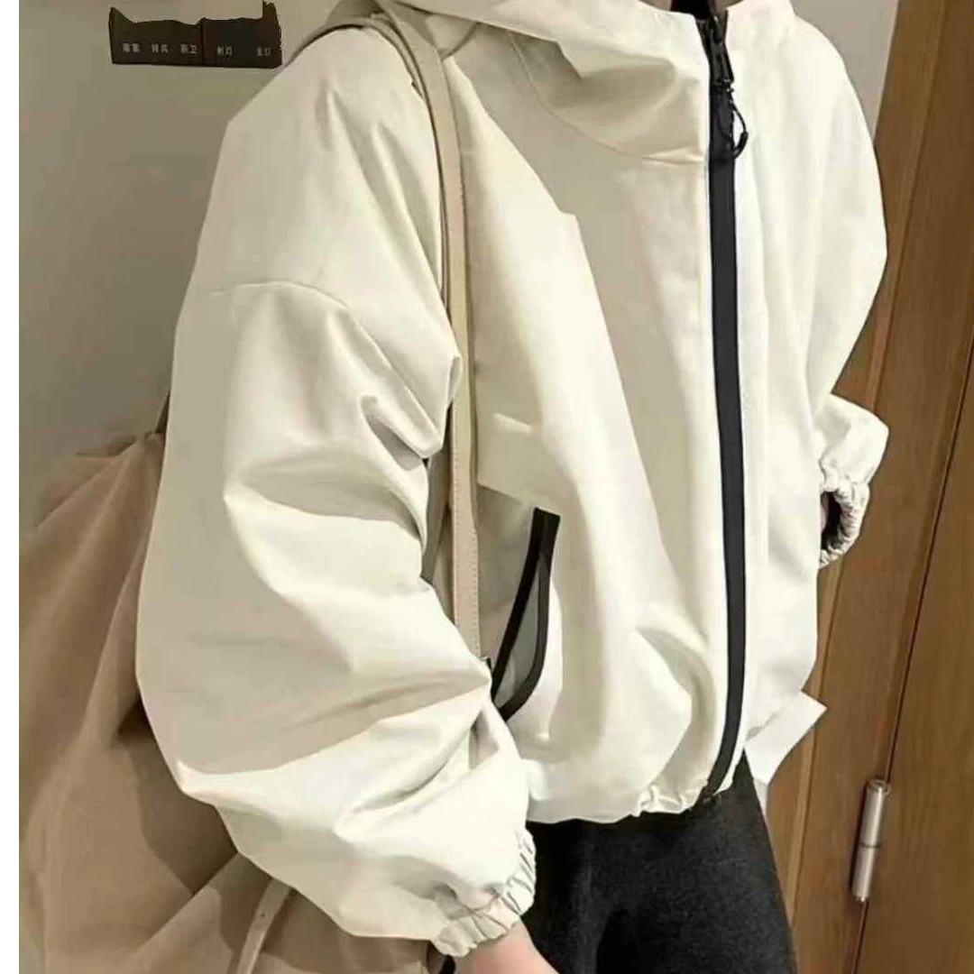 2528 2024秋冬新款连帽冲锋衣外套女小个子工装夹克户外宽松外套