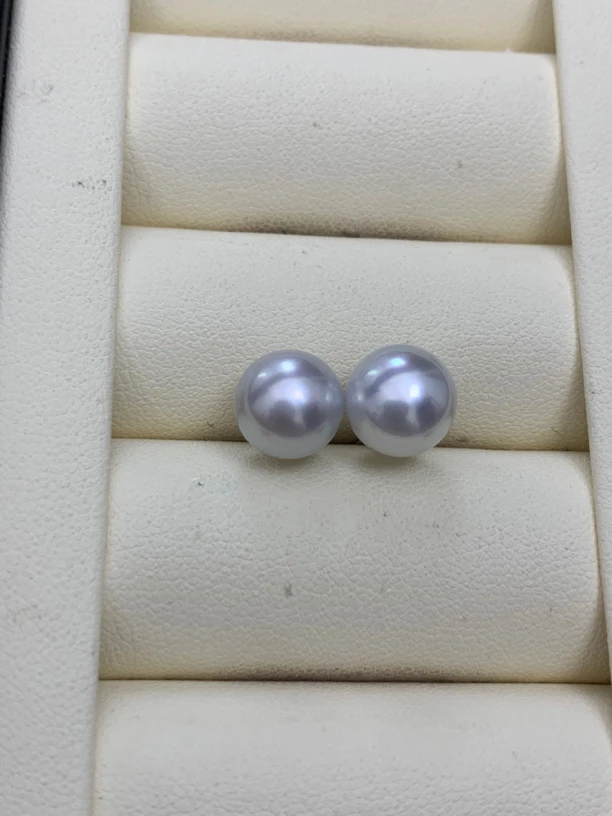 海水珍珠澳白素钉9-10mm白色轻奢时尚百搭简约气质经典