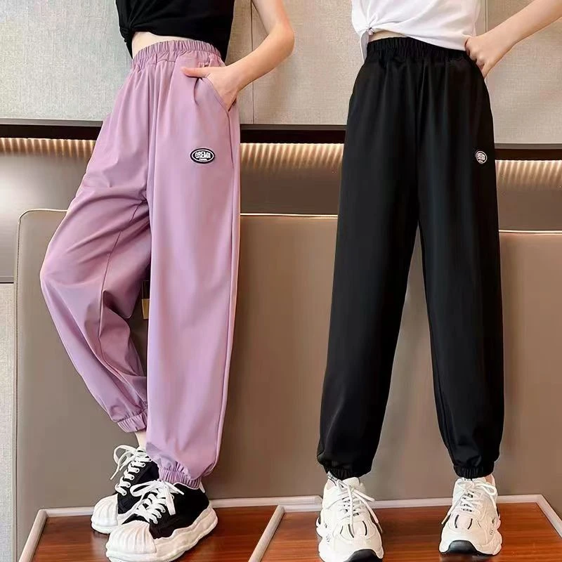 女童裤子夏季薄款夏装儿童运动裤宽松防蚊束脚裤中大童宽松长裤潮
