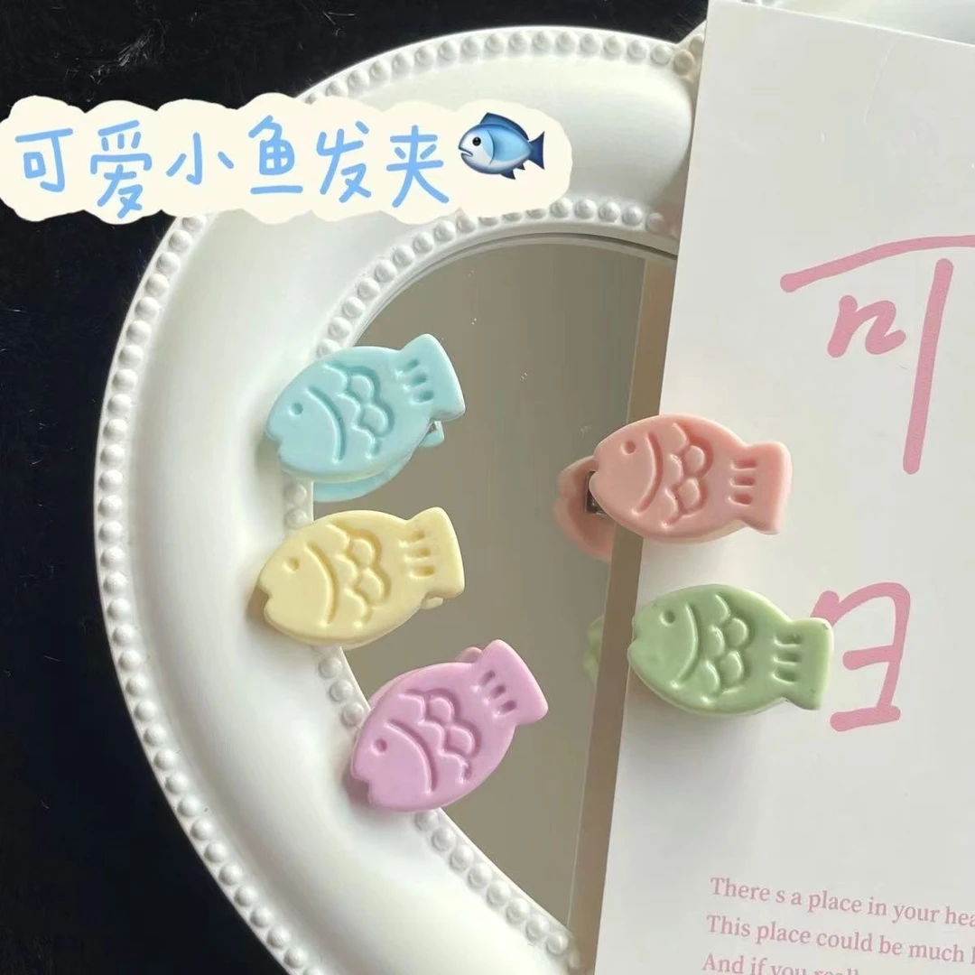 ins可爱小鱼发夹迷你奶油色卡通造型鸭嘴夹学生刘海边夹女童发饰