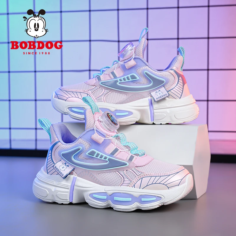 巴布豆童鞋女童运动鞋春秋季新款网面女孩子透气儿童中大童休闲鞋