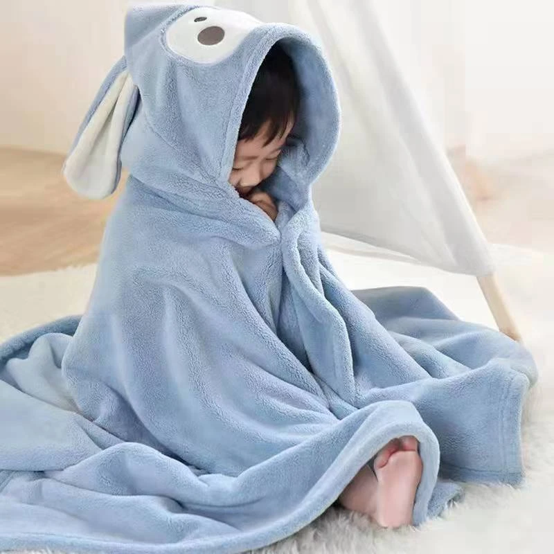 好贝尼儿童浴巾婴幼儿专用加厚柔软大裹巾中大童游泳吸水带帽浴袍
