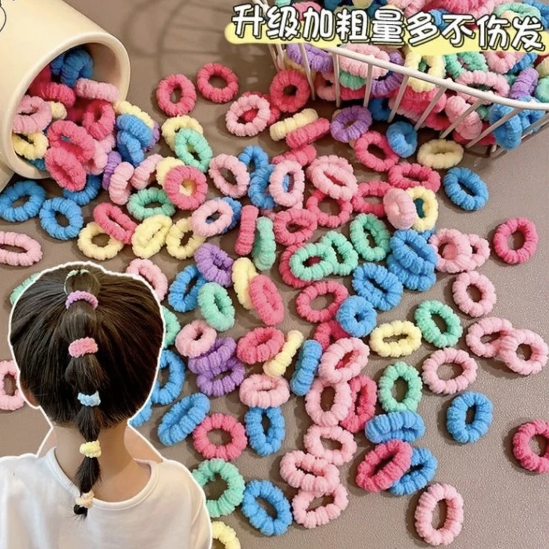 儿童小皮筋头绳发圈发饰毛巾圈新款糖果色女孩扎辫子公主风高弹力
