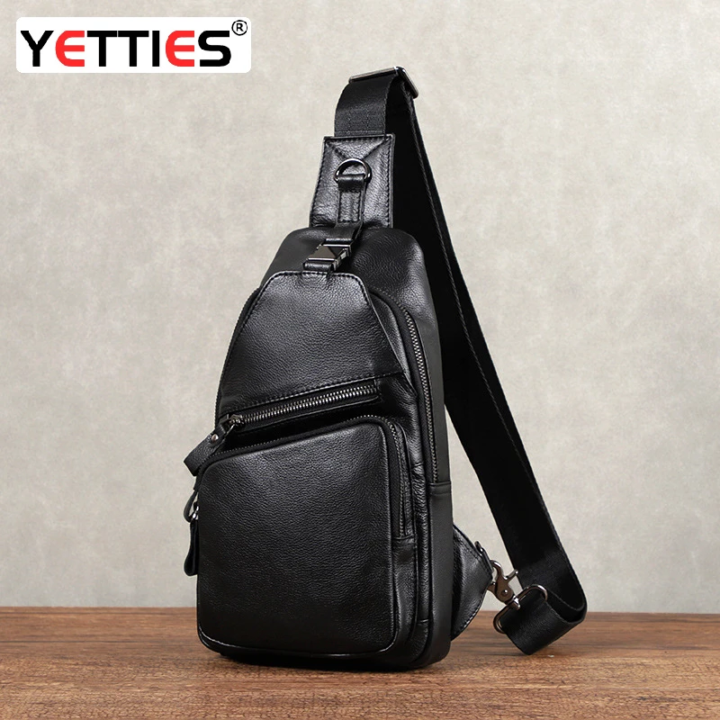 夏季男士真皮防盗胸包软牛皮多口袋胸前包潮流单肩包男士斜挎小包