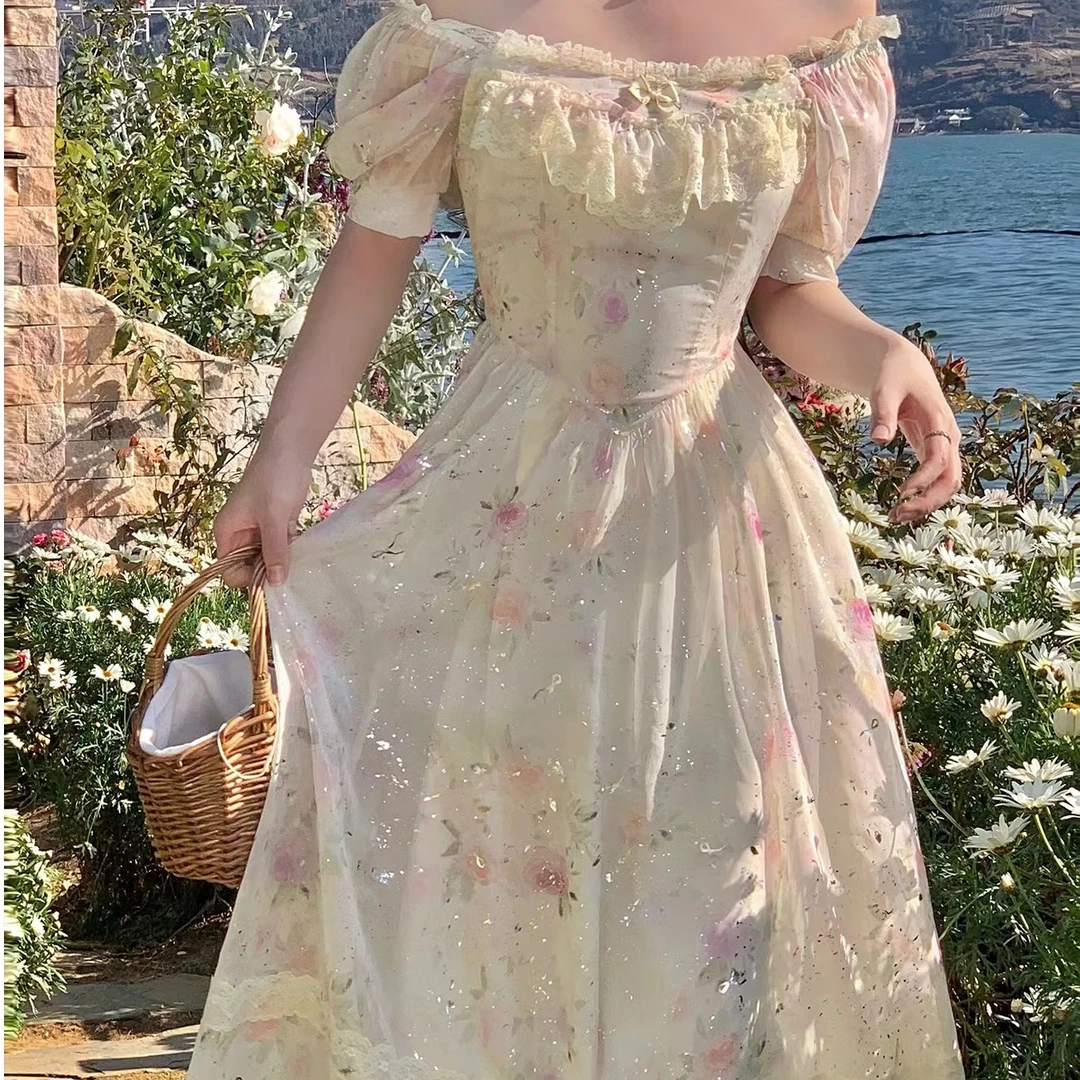 【63851】120-300斤加大码法式优雅连衣裙夏季新款微胖MM碎花清新风