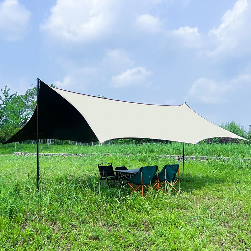 大尺寸蝶形黑胶大天幕防晒户外露营装备多人野餐烧烤凉棚防紫外线