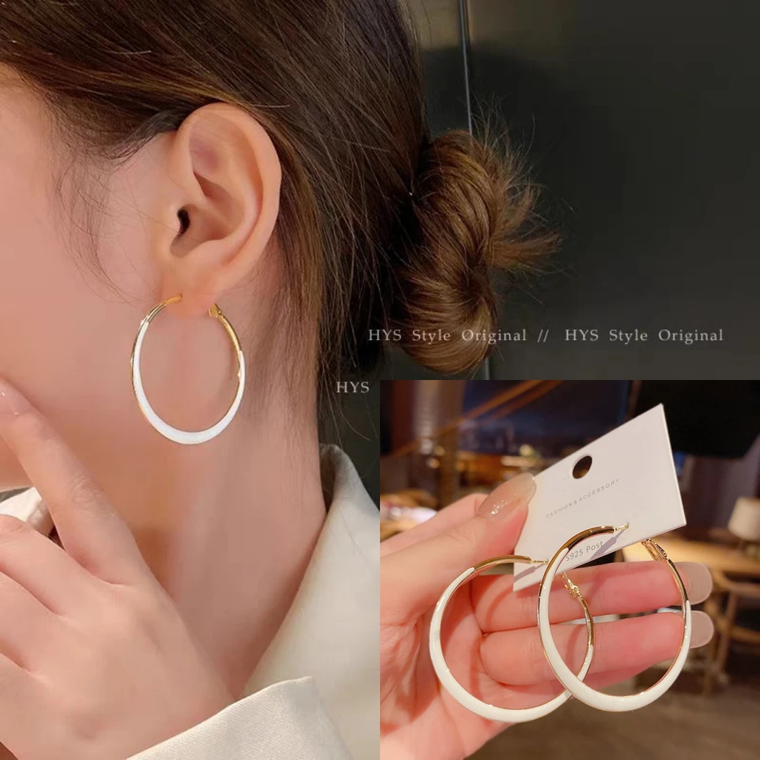 合金耳饰 2024年新款潮网红滴釉大圆环耳环耳圈女高级感法式气质