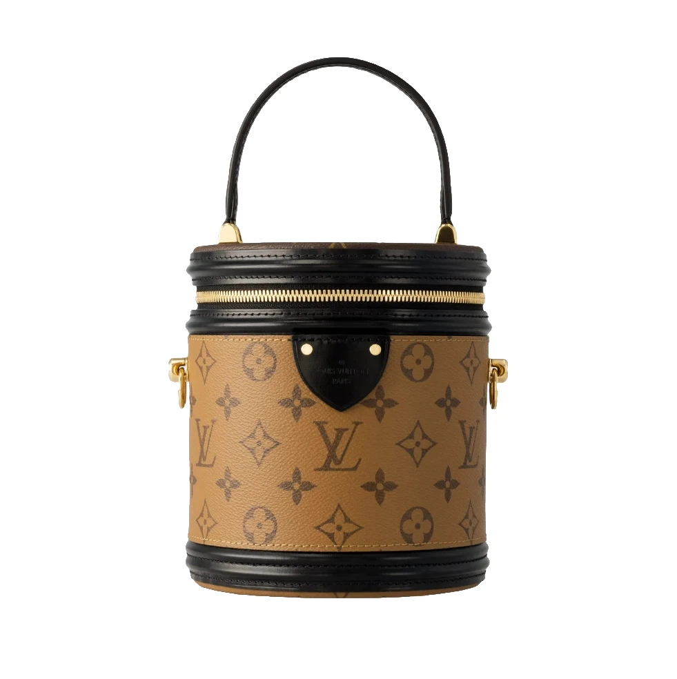 99新 LouisVuitton/路易威登 菜菜 老花发财桶 焦糖色圆筒包 硬桶
