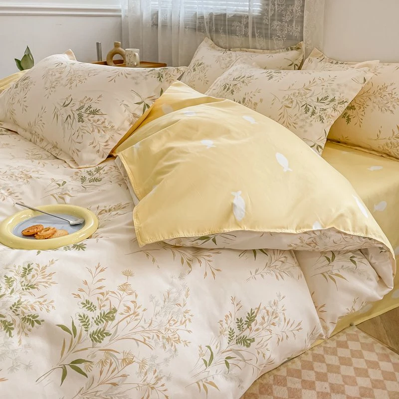 小清新床单四件套床上纯水洗棉双人床被套学生宿舍三件套四季通用