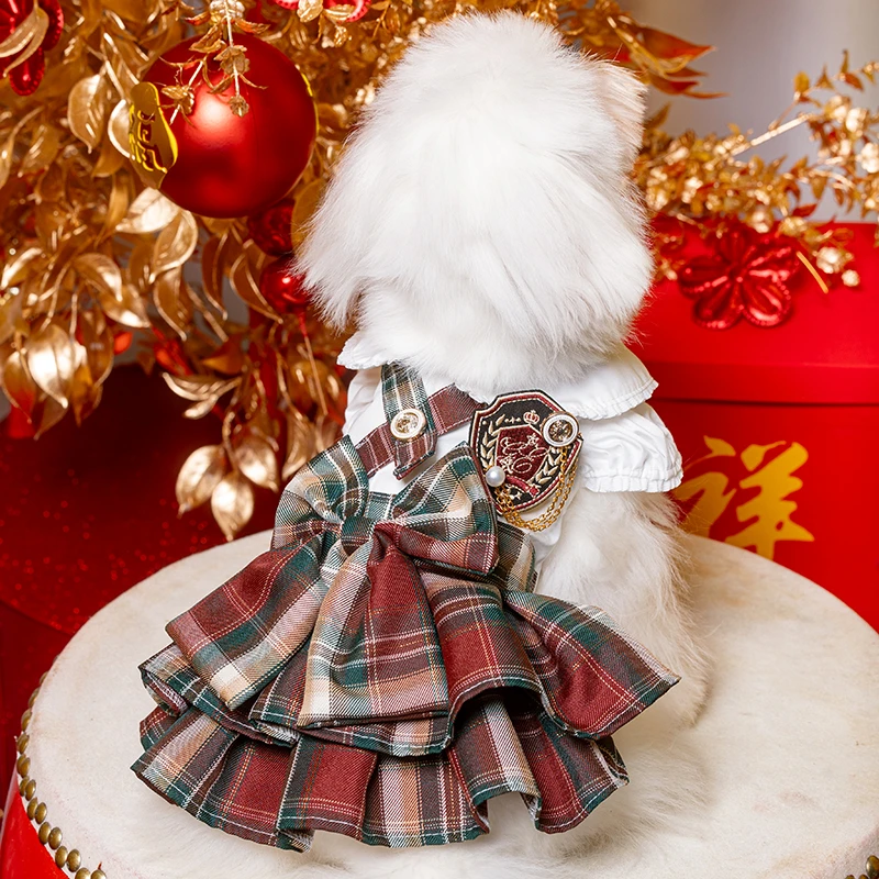 宠物春夏绿色JK制服婚纱泰迪贵宾比熊薄款衣服猫咪公主裙定做