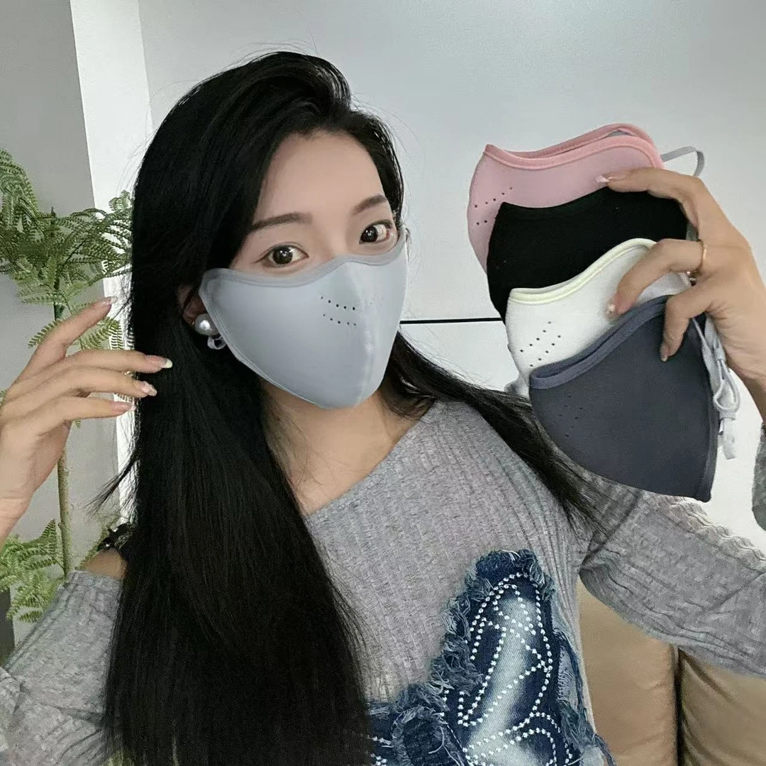 双面德绒秋冬保暖口罩不蹭妆骑行防寒防风透气护眼角立体防晒面罩