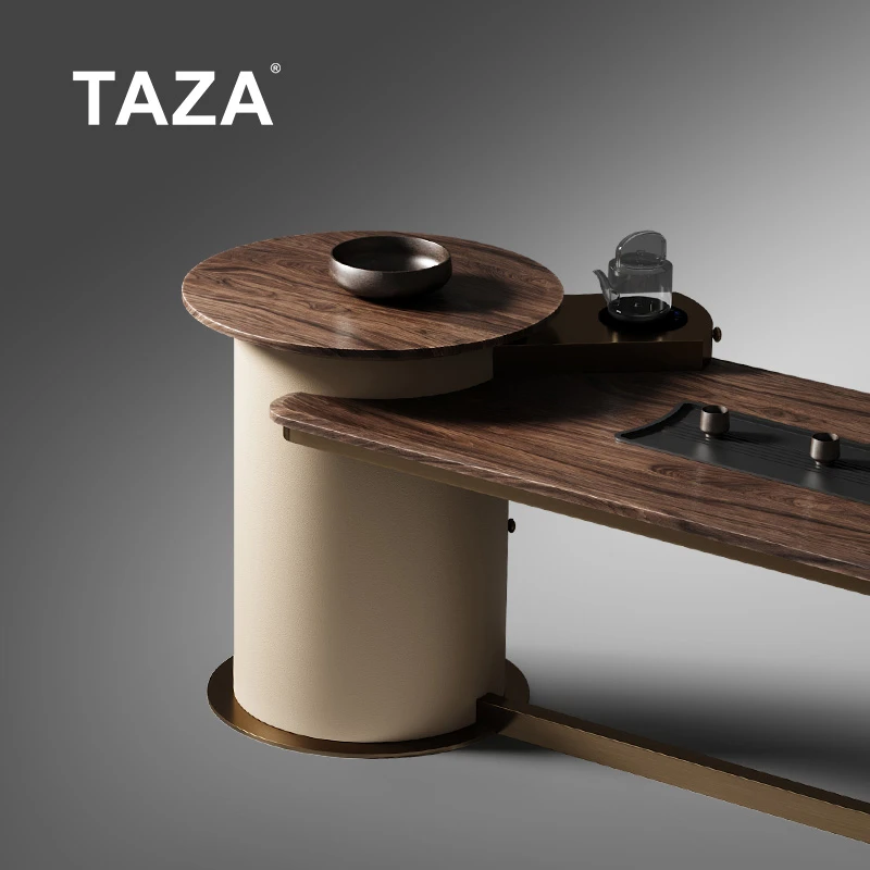 TAZA新品天然奢石茶台 别墅高定款全屋定制茶室现代轻奢茶桌 A289