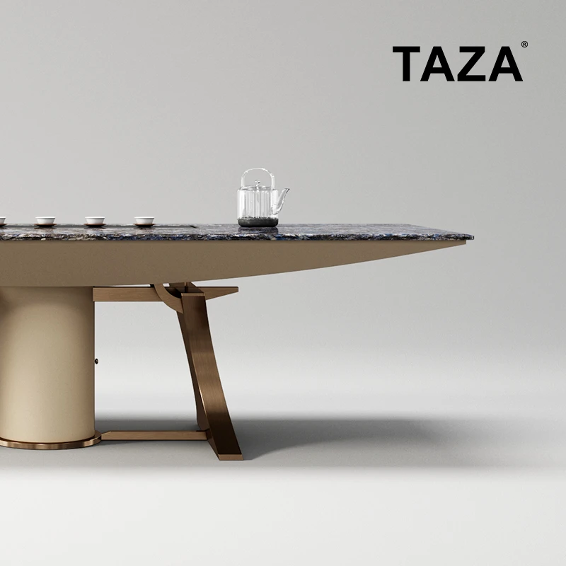 TAZA天然亚马逊绿奢石茶桌2024新款大平层设计师现代轻奢茶桌H181