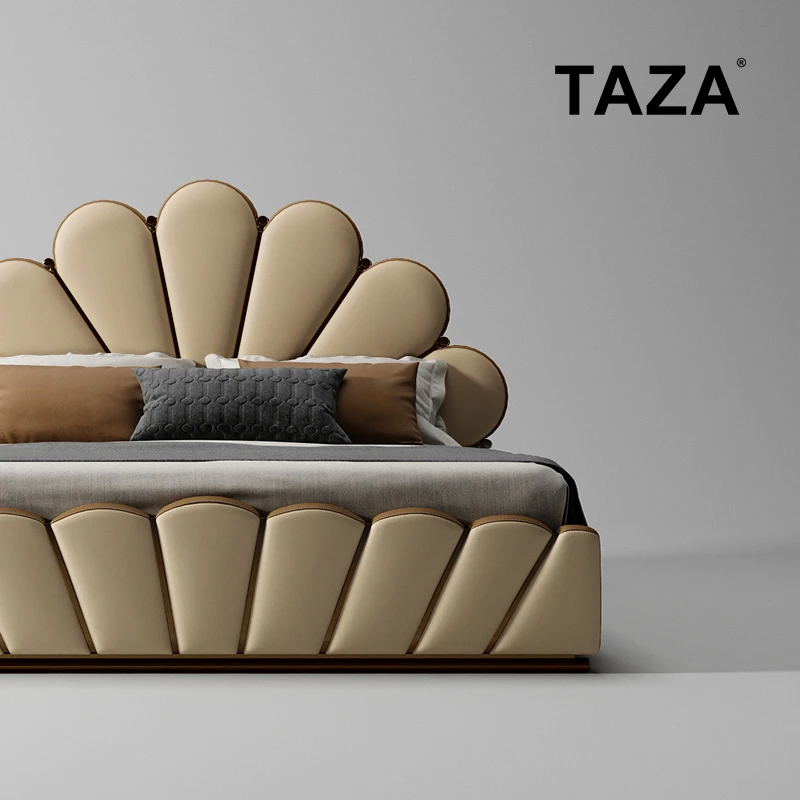 TAZA意式轻奢真皮床家用高端设计师创意双人床主卧2023年新款H337