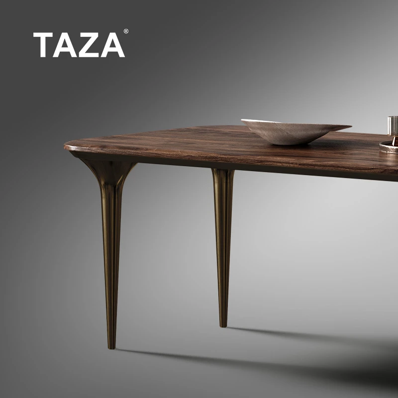TAZA意式极简长餐桌大平层全屋搭配餐厅家具北美黑胡桃木餐桌A661