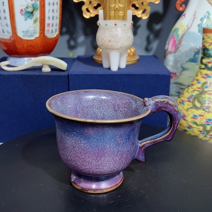 摆件钧窑龙头杯,漂亮