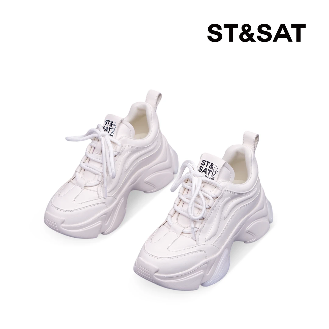 星期六厚底新款时尚百搭圆头系带休闲鞋小个子老爹鞋女SSC1112O09