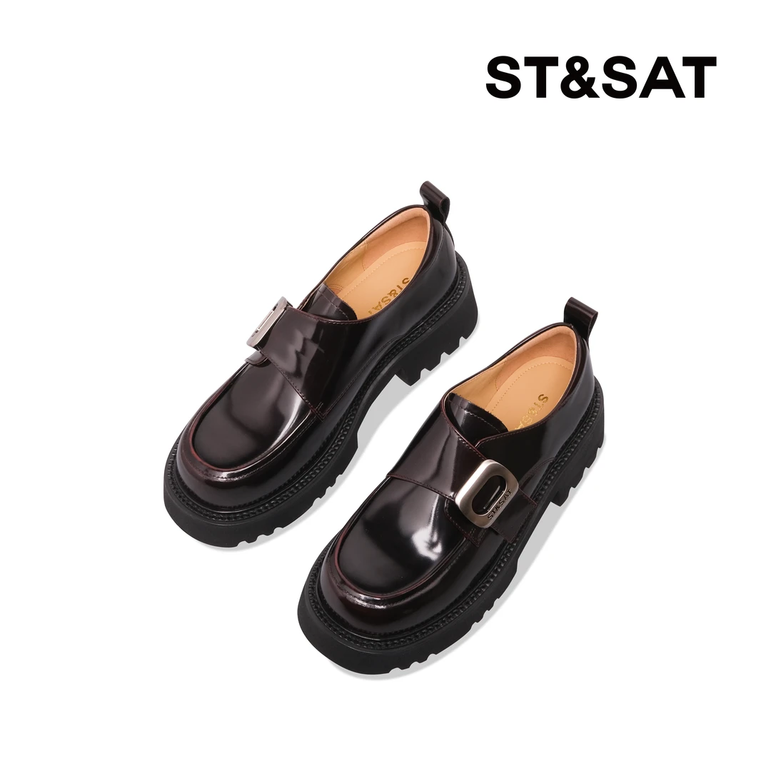 星期六法式搭扣百搭乐福小个子上班族增高女单鞋乐福鞋SS33111Q22